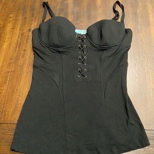 Black Marciano lace up sexy black corset top in size extra small